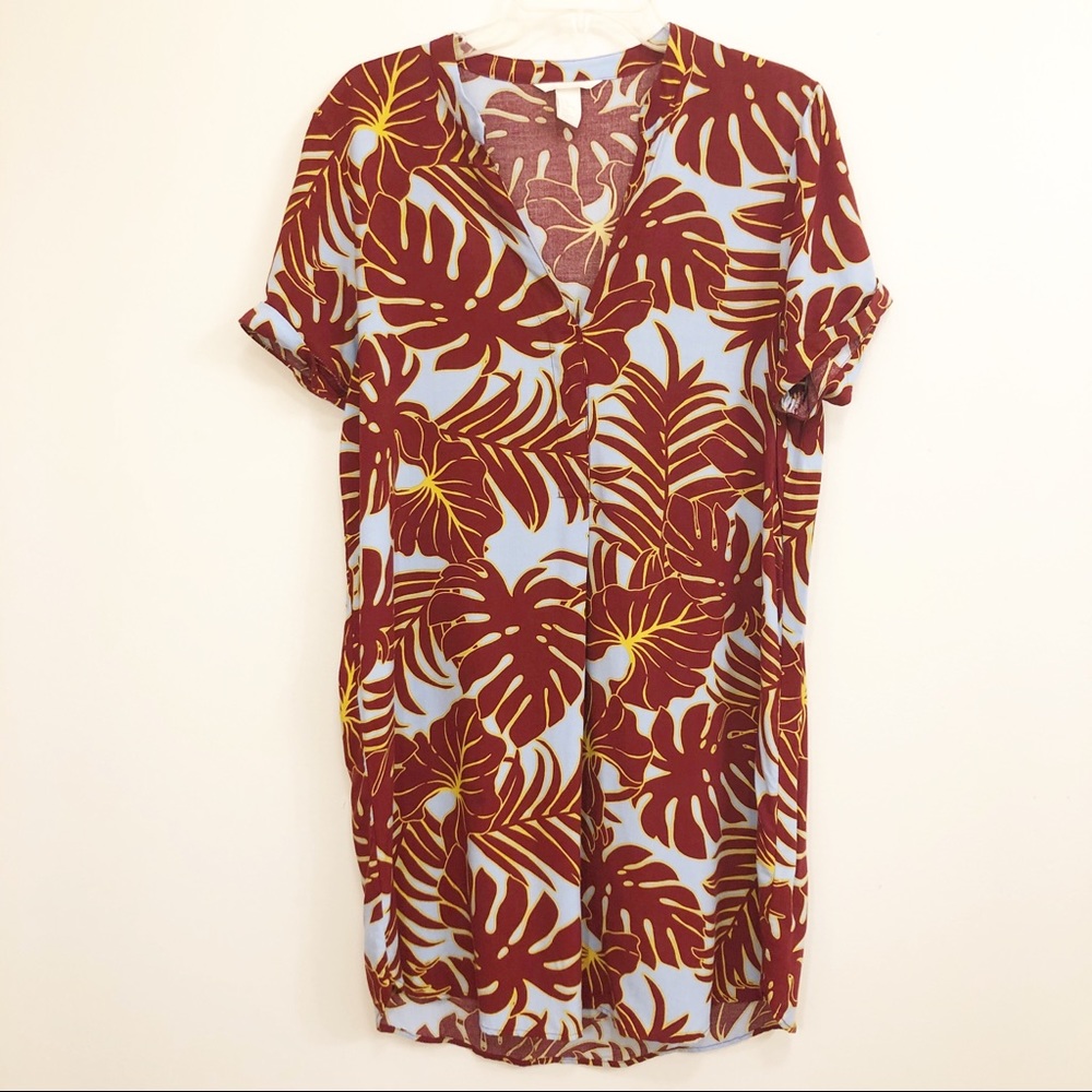 H&M | Palm Leaf Print Shirt Dress